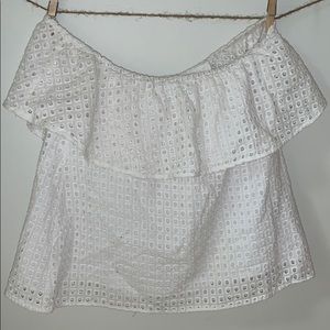 🐩CUTE WHITE ACROSS-SHOULDERS CROP TOP🐩